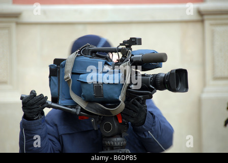 Photographié news caméraman de l'événement ville locale Banque D'Images