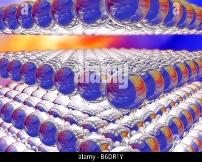 Nanosphères disposés en couches, l'oeuvre de l'ordinateur. Banque D'Images