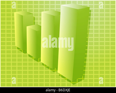 Trois d barchart illustration schéma financier sur grille carrée Banque D'Images