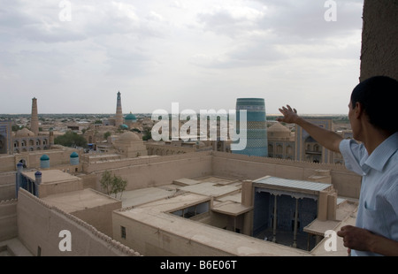 Vue sur la vieille ville d'Itchan Kala à Khiva, Ouzbékistan Banque D'Images