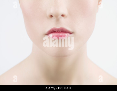 Woman face. La moitié inférieure du visage d'une femme. Banque D'Images