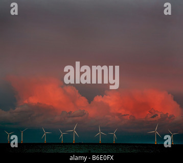 Éoliennes Scroby wind farm Sea Norfolk UK Banque D'Images