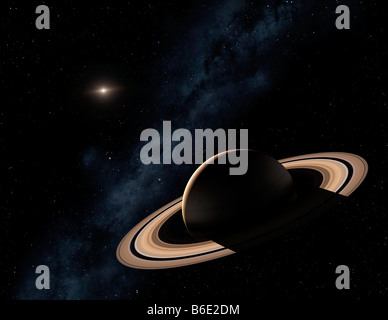 Les anneaux de Saturne. Anneaux de Saturne de l'oeuvre, qui sont composées principalement de glace et de particules de poussière Banque D'Images