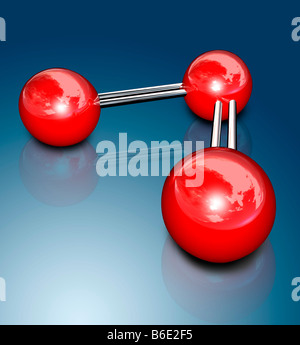 Molécule d'ozone. Le modèle moléculaire d'un ozonemolecule (O3). Banque D'Images