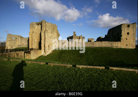 Tôt le matin, au château de Warkworth, Warkworth, Northumberland, England Banque D'Images