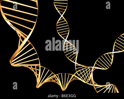 Les molécules d'ADN sur fond noir Banque D'Images