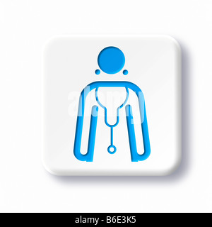 Femme médecin contre symbole fond blanc Banque D'Images