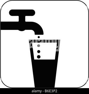 Symbole de l'eau potable contre fond blanc Banque D'Images