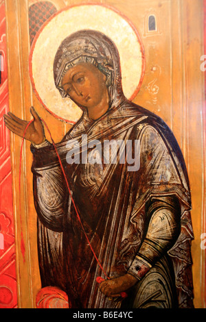 Vierge sainte, icône russe (18e siècle), l'art religieux, saint, musée de la ville, Mstera, région de Vladimir, Russie Banque D'Images