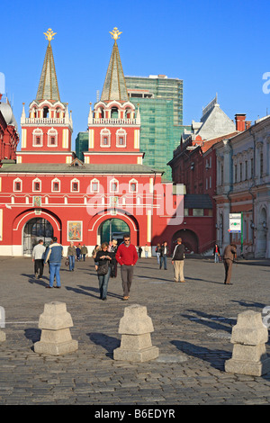 L'architecture de l'église, chapelle de l'icône de la Sainte Vierge Iverskaya, place Rouge, Moscou, Russie Banque D'Images