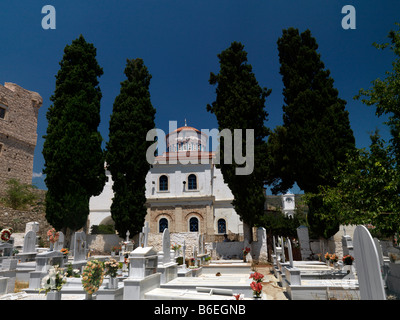 La métamorphose et l'Église Cimetière Pythagorion Samos Grèce Banque D'Images