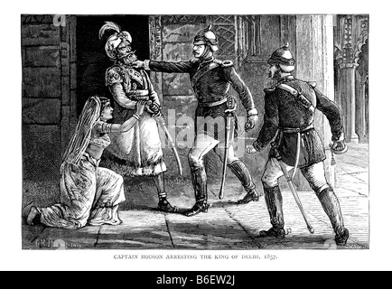 Le capitaine Hodson a arrêté le roi de Delhi Bahadur Shah II (ALIAS Zafar) 1857 19e siècle Illustration de G H Thompson b1833 d1884 Banque D'Images