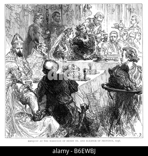 Banquet au mariage du Roi Henri III et Eleanor de Provence 1236 19e siècle Illustration Banque D'Images