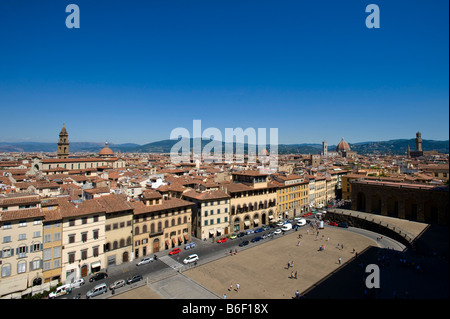 Vue depuis le palais Pitti de Piazza Pitti, Florence, Florence, Toscane, Italie, Europe Banque D'Images
