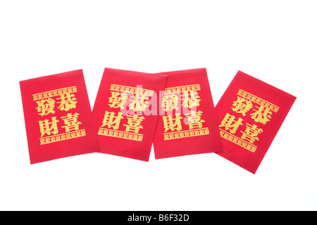 Les paquets rouge Nouvel An chinois Banque D'Images