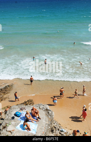 Les gens sur la plage El Sardinero. Santander. Cantabria province. L'Espagne. Banque D'Images