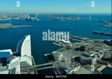 Yokohama Minato Mirai et Waterfront port japonais Vue aérienne Banque D'Images