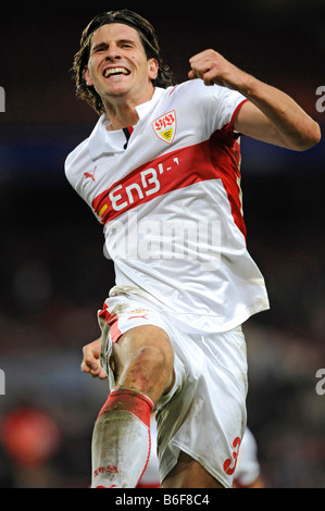 Objectif La jubilation, Mario Gomez, le VfB Stuttgart, Germany, Europe Banque D'Images