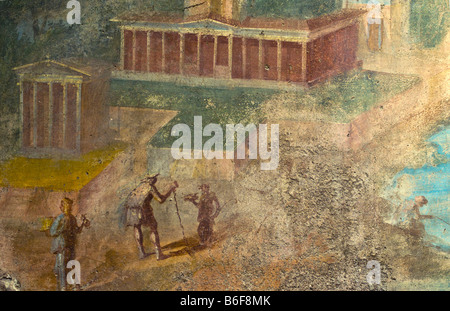 Murale bien conservé dans une villa dans les ruines de la ville romaine de Pompéi, Naples, Campanie, Italie, Europe Banque D'Images