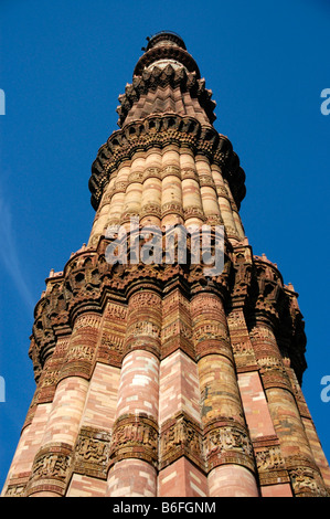 Qûtb Minâr ou Qutb, à Delhi, de l'Uttar Pradesh, Inde, Asie Banque D'Images