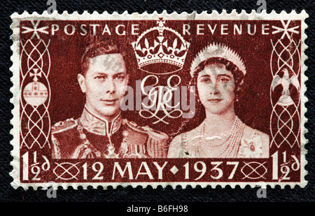 Mariage du Roi George VI du Royaume-Uni (1936-1952) et Elizabeth Bowes Lyon (La Reine Mère), 12 mai 1937, timbre-poste, UK Banque D'Images