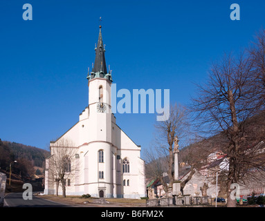 Église de Jachymov, district de Karlovy Vary, à l'ouest de la Bohême, République Tchèque, Europe Banque D'Images