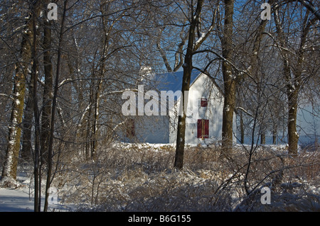 Un habitant (Français) maison de ferme, à Windmill Point, Ile Perrot. Banque D'Images