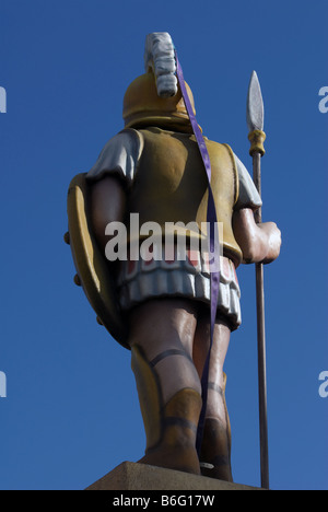 La figure en plastique d'un centurion romain affichés à l'extérieur une fête foraine, Cologne, Rhénanie du Nord-Westphalie, Allemagne. Banque D'Images