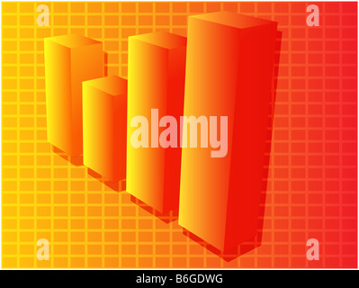 Trois d barchart illustration schéma financier sur grille carrée Banque D'Images