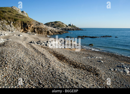 Bracelet Bay et phare de Mumbles Banque D'Images