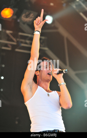 Jonas Erik Altberg (alias 'Basshunter') sur scène à Londres Gay Pride 2008 Banque D'Images