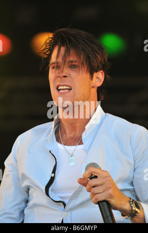 Jonas Erik Altberg (alias 'Basshunter') sur scène à Londres Gay Pride 2008 Banque D'Images