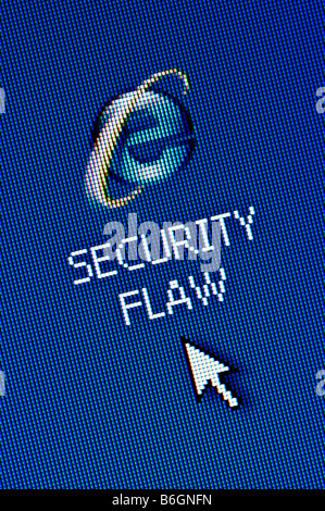 Capture d'écran d'Internet Explorer Macro icône de navigateur web avec faille de sécurité écrit Editorial Utilisez uniquement Banque D'Images