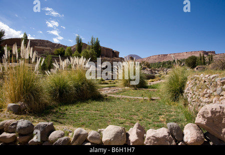 Caspana, montrant les terrasses d'irrigation, Désert d'Atacama au Chili, paysage Banque D'Images