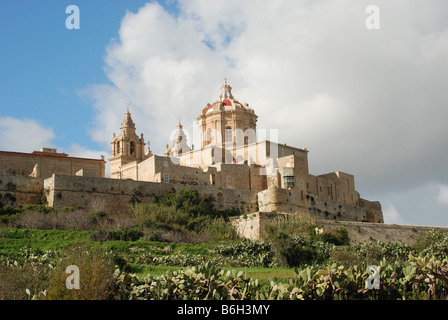 La Cathédrale St Paul à Mdina, Malte Banque D'Images