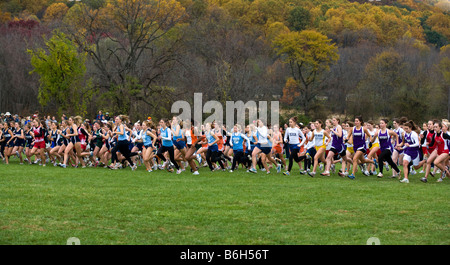 Glissières de participer à la rencontre de District de cross-country Banque D'Images