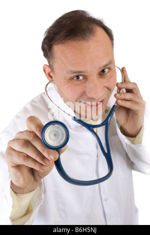 Doctor with stethoscope se concentrer sur la main Banque D'Images