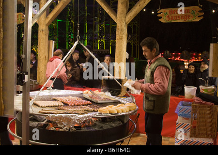 Hot-dog allemand décrochage - Winter Wonderland - Hyde Park - Londres Banque D'Images