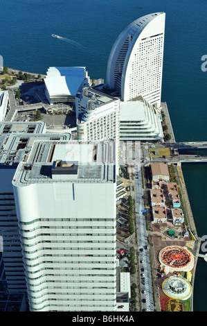 La tour de la reine, le Pan Pacific et l'Hôtel Intercontinental (vue aérienne), Yokohama JP Banque D'Images