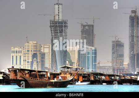 Doha Doha Qatar Hauptstadt Corniche Bay Neubau Hochhausviertel am Nordufer der Corniche Banque D'Images