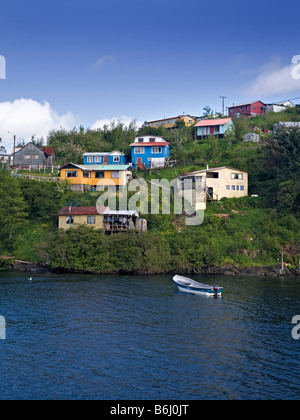 Village de pêcheurs de Puerto Aguirre, Patagonie, Chili Banque D'Images