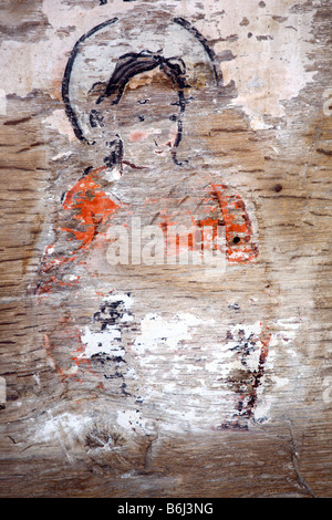 Très vieux tableaux religieux à barsana ancienne église en bois, Maramures, Roumanie Banque D'Images