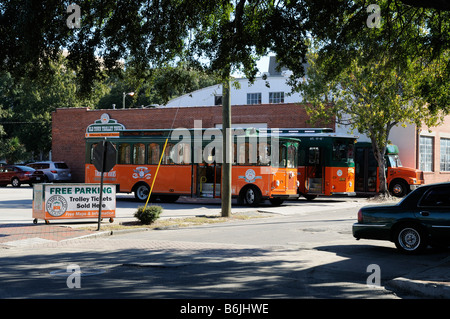 Old Town Trolley Tours depot à Savannah Georgia USA Banque D'Images