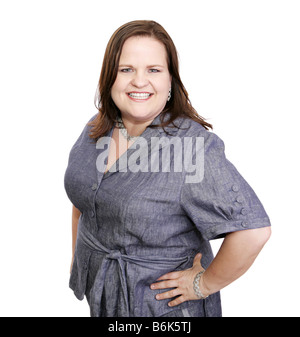 Une confiance plus belle femme taille isolated on white Banque D'Images