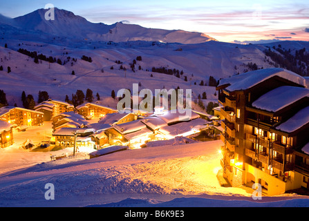 Au coucher du soleil Belle Plagne La Plagne dans les Alpes françaises France Europe Banque D'Images