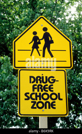 Drug Free Zone scolaire sign Banque D'Images