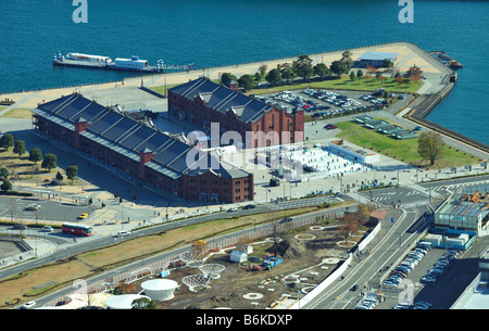 Entrepôts historique en brique rouge (vue aérienne), Yokohama JP Banque D'Images