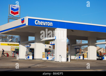 Station essence Chevron dans le Texas, USA Banque D'Images