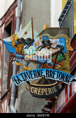 Rennes Bretagne France signe de Crêperie bretonne Banque D'Images