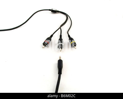 Rouge Jaune et Blanc Audio Visual mène sur fond blanc Banque D'Images